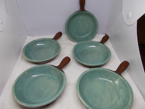 5 Vintage Country Fare Pottery Glazed Bottom Ramekins Handled Bowls 5-5/8" - Picture 6 of 6