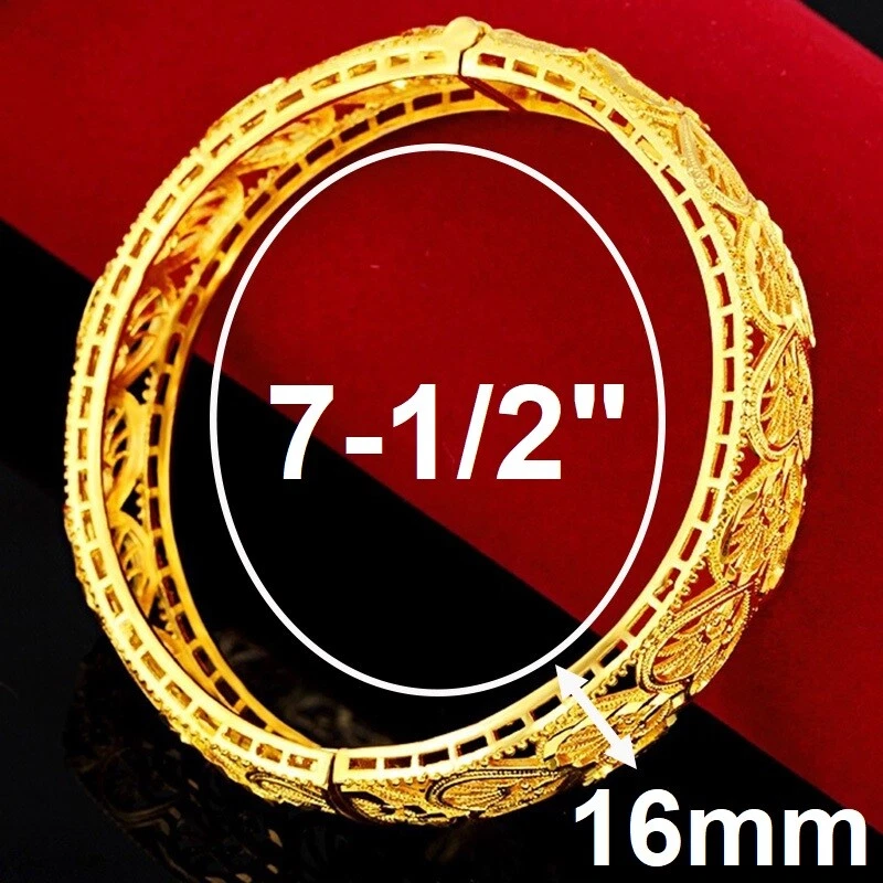 Brazalete de oro de 18k relleno sobre plata corazones de amor de 16 mm de ancho para mujer de 7,5" D800 Foto 3 de 4