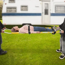 Rectangular Yellow Foldable Stretcher, Portable Stretcher w/ Adjustable Length