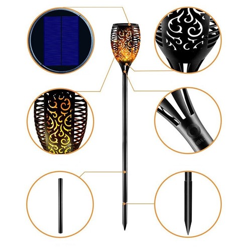 3 Solar LED Flammen Garten Flackern Leuchten Fackel Leuchte Außen Lampe Pfahl Effekt - Bild 4 von 8