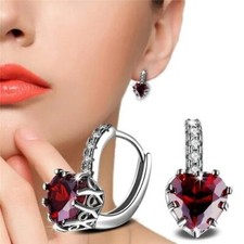 CZ Gemstone Heart-shaped Stud Earrings multiple colors