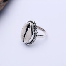 Cowrie Shell Gemstone 925 Sterling Silver Handmade Beautiful Women Rings 242