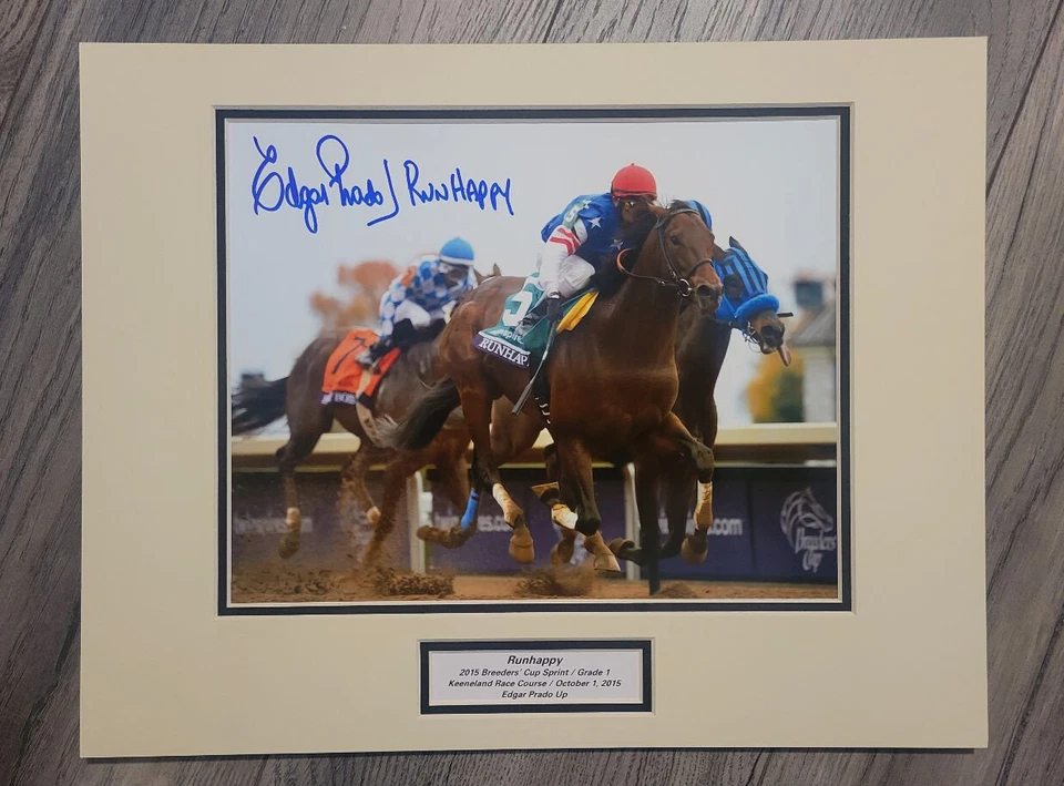 Runhappy 2015 BC Sprint 8x10 foto mate/enmarcada firmada por Edgar Prado Foto 2 de 2