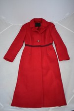 Prada Red Wool Button Popper Long Trench Coat Smart Jacket Womens It40 Uk8 Rare