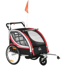 Homcom Trailer Bike for Child 2 IN 1 Convertible Jogger Black Red