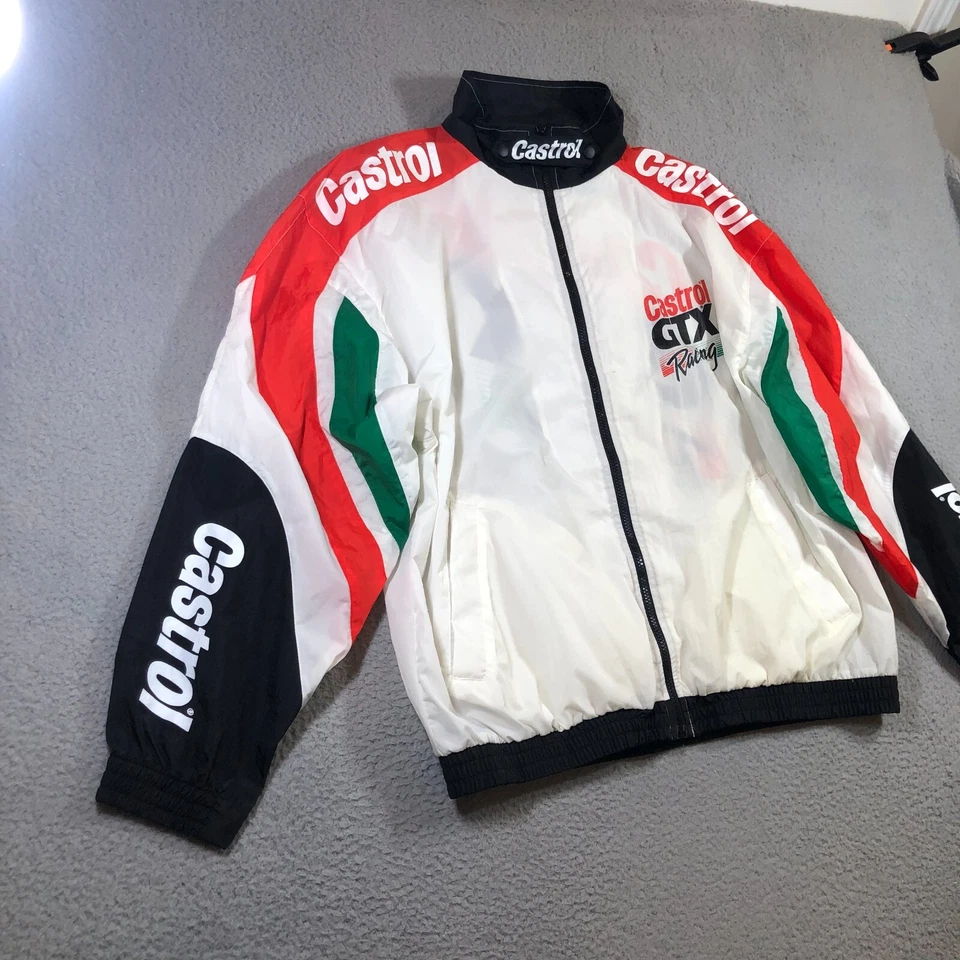 Chaquetas cortavientos vintage Castrol Motor Oil para hombre XL blancas activas GTX carreras Foto 3 de 4