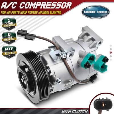 A/C Compressor w/ 6-Groove Pulley & Clutch for Kia Forte5 Soul Hyundai Elantra