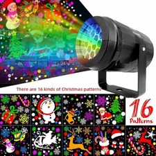 16 Patterns Christmas LED Projector Light Laser Moving Landscape Xmas Decor Lamp