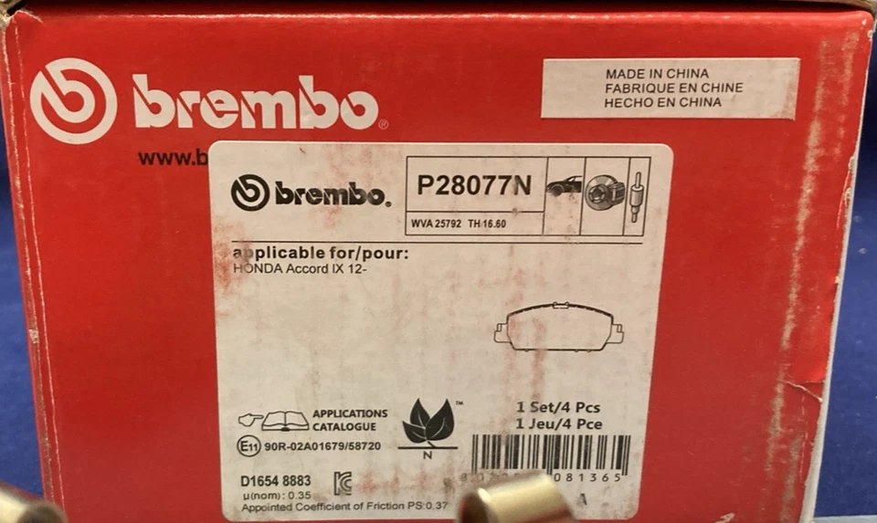 JUEGO PASTILLAS FRENO DISCO BREMBO P28077N GENUINO NUEVO Foto 2 de 2