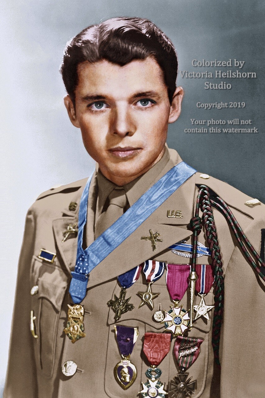 Audie Colorized Photo Poster: WWII U.S. Medal of Honor Hero Audie Murphy -- 6 ...