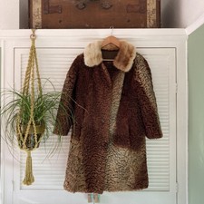 Vintage Lucas New Bond Street Astrakhan Coat Size 8 Fur Collar Midcentury Mod