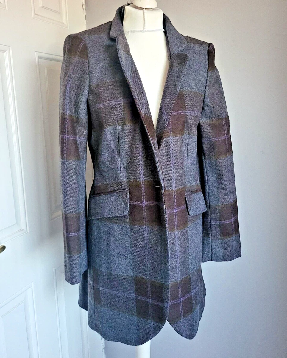 Womens grey shop check coat