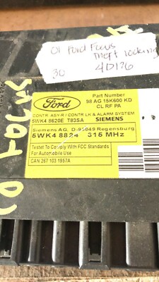 2001  Ford Focus theft locking control module computer 5WK48824