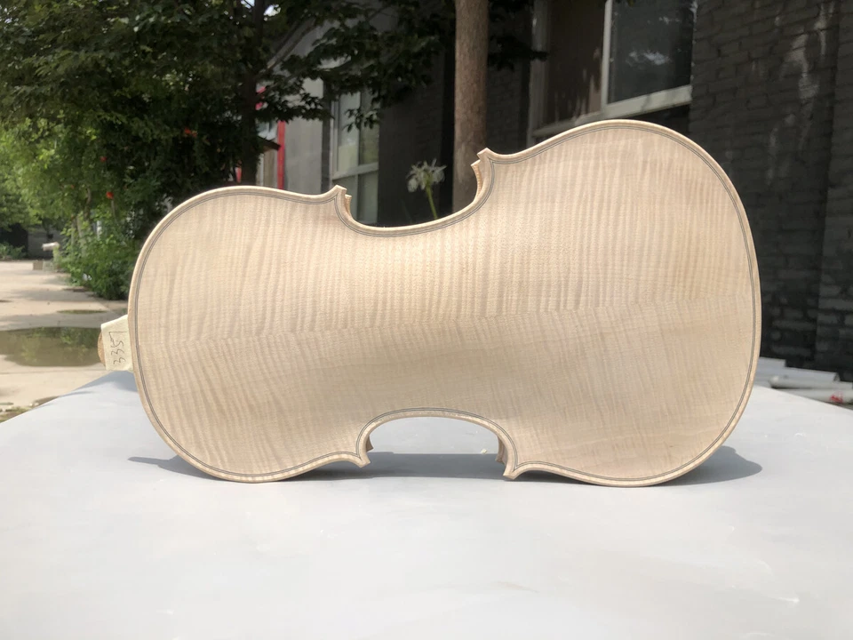4/4 Violin Unfinished White Violin Body Tiger Flame Maple Spruce Advance #3292 - Image 3 of 4