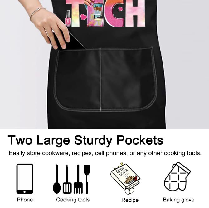 PXTIDY Nail Tech Schürze „I Am The Nail Tech“ – Mit Taschen, Wasserdicht, ölabweisend