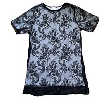 Vintage Zara Trafaluc Black Floral Lace Short Summer Dress Sz Large