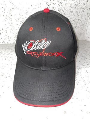Ohio Cycle Worx Hat Mens Black Red Adjustable Cap