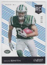 2015 PANINI CLEAR VISION BLUE DEVIN SMITH RC /99 NEW YORK JETS #124 PARALLEL