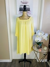 Bohemian Naif MIDI Dress Tunic Summer Spring Yellow Women Medium Sundress Travel