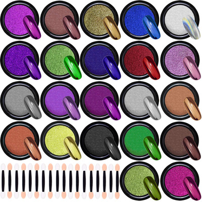 Duufin 22 Colors Chrome Nail Powders Metallic Nail Powder Mirror Effect Nail Art
