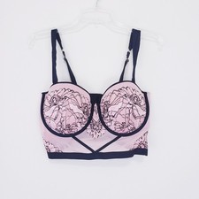Women's Lace Longline Underwire Bra - Auden Pink Black Large Corset Bustier