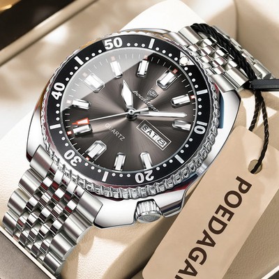 Luxus Herren Armbanduhr Quarzuhr Sportuhr Datum 5ATM Wasserdicht Taucher Uhren