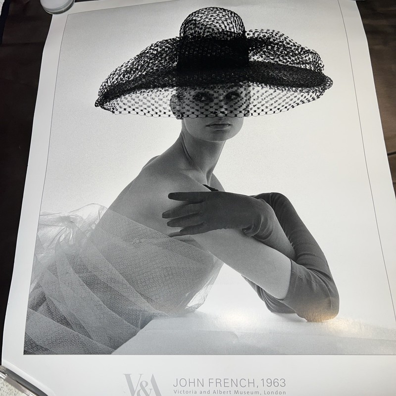 John French Victoria & Albert Museum Vintage Fashion Model Black White Poster