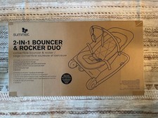 New-Factory Sealed  Summer Infant 2-in-1 Bouncer  Rocker Duo Gray and Teal 
