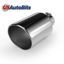 4 Inlet 8 Outlet 15 Long Stainless Steel Rolled Edge Exhaust Tip Diesel