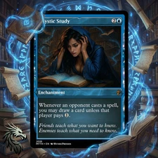 Rhystic Study Etched Style High Quality Altered Art Custom Playtest Proxy Card