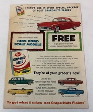 1955 Post Grape Nuts Flakes ad page ~ FORD THUNDERBIRD and other toy cars