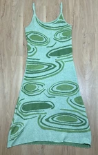 House Of Sunny Hockney Knit Slip Dress In Lily Pads Palm Green Women’s A