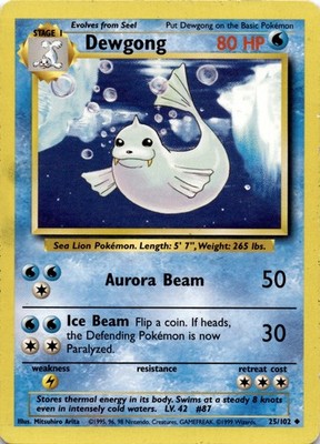 Dewgong Uncommon Base Set 025/102 LP