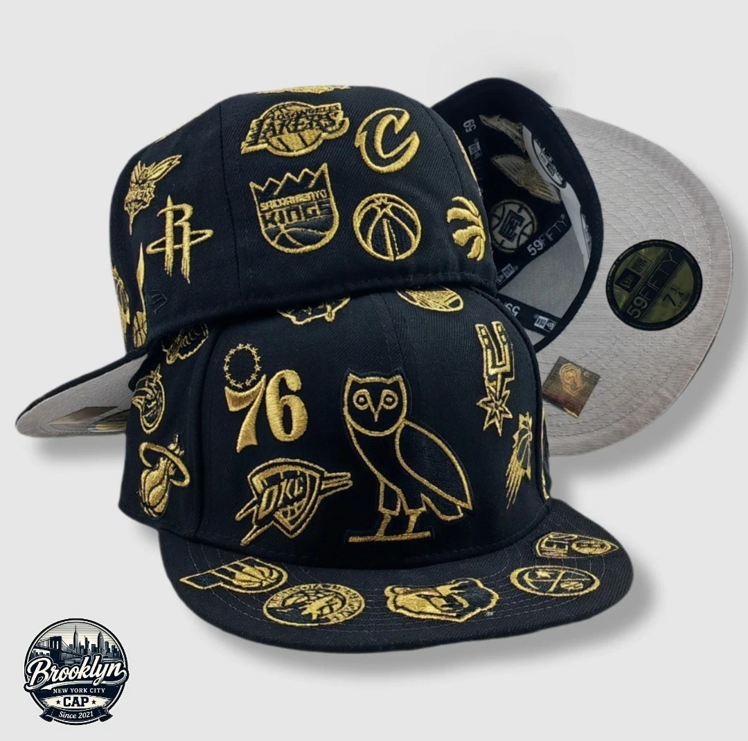 New Era 59FIFTY Black & Gold – Drake OVO “All Over Logos” Fitted Cap