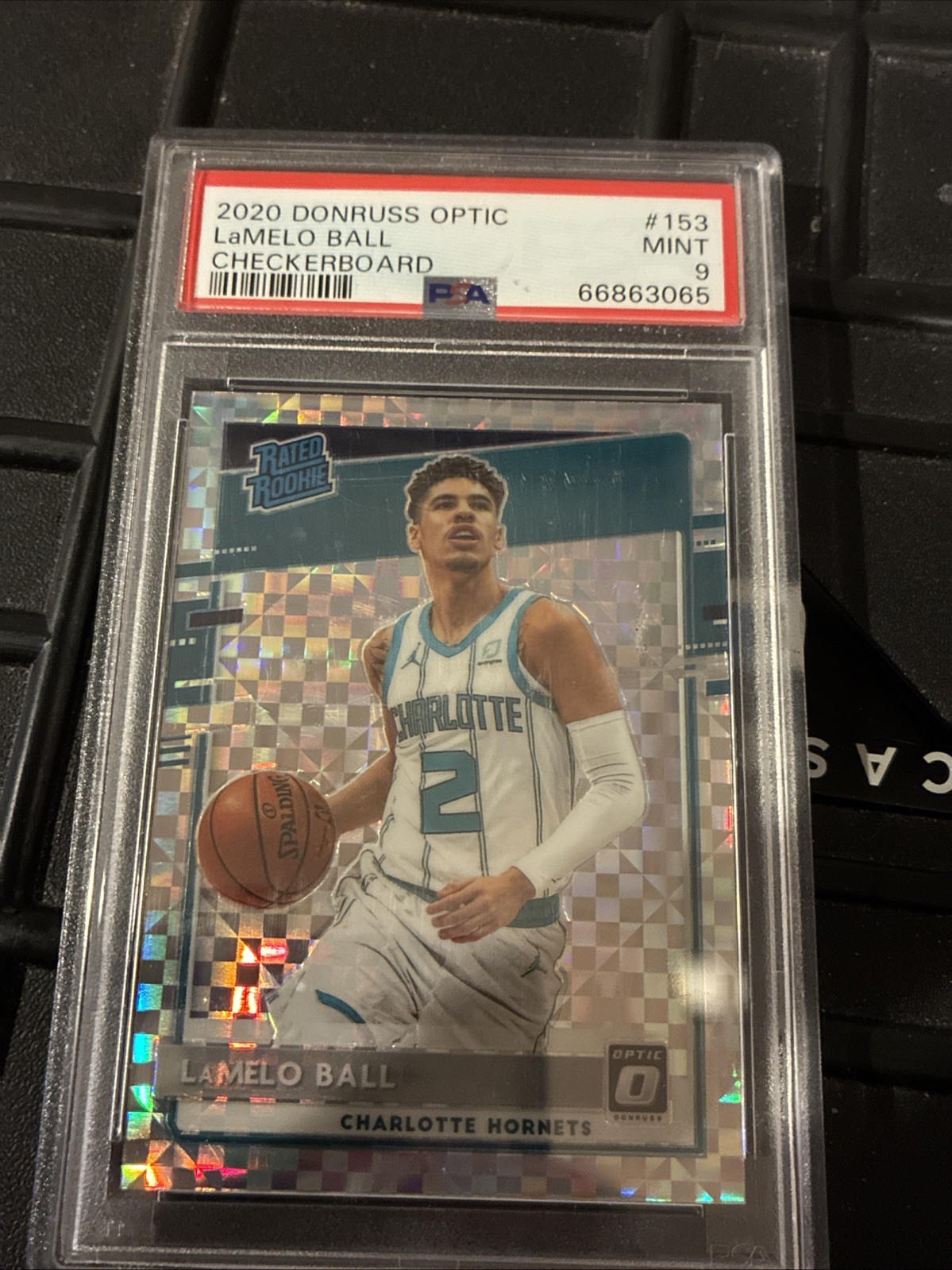 2020 Donruss Optic Rated Rookie Lamelo Ball #153 Checkerboard Prizm (RC) PSA 9