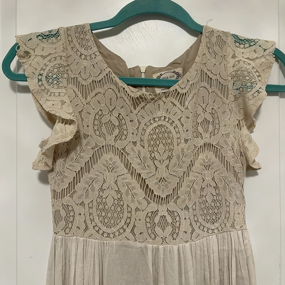 Mia Joy Girl’s Maxi Dress Beige Tiered Ruffle Pageant Fancy Tea Party Size 10 - Image 4 of 4