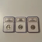 Three NGC MS 65 D  Mint 1941, 1945, And 1946 Washington Silver Quarters