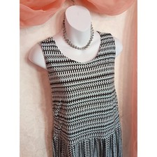LOFT Ladies Navy And Light Blue Geometric Midi Dress Sz XXL