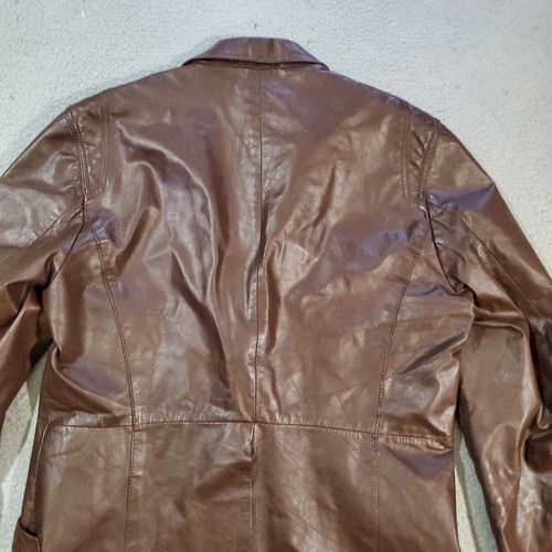 Chess King Leather Jacket Mens 44 Brown Button Up Blazer Lined Coat 70s 80s - Picture 17 of 20