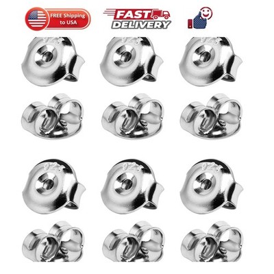 12PCS Real 925 Silver Earring Backs Replacements, 18K White Gold Plated Hypoa...