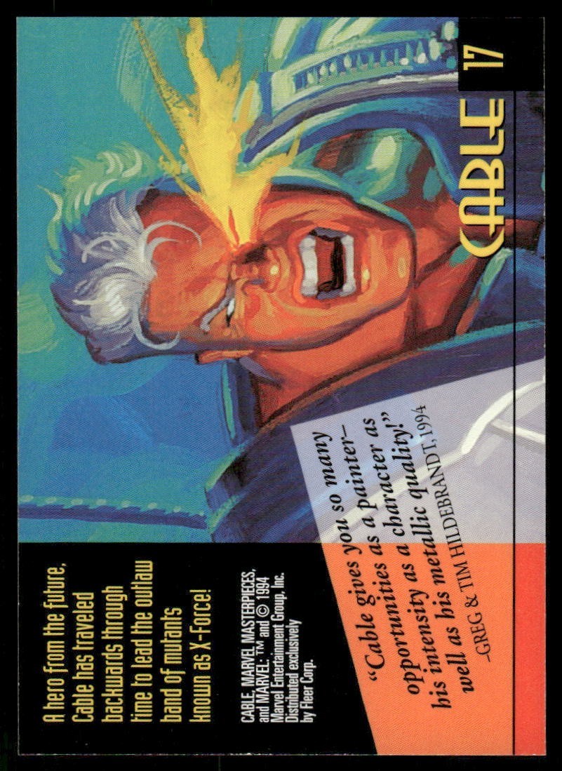 Cable- 1994 Fleer Marvel Masterpieces #17 | eBay