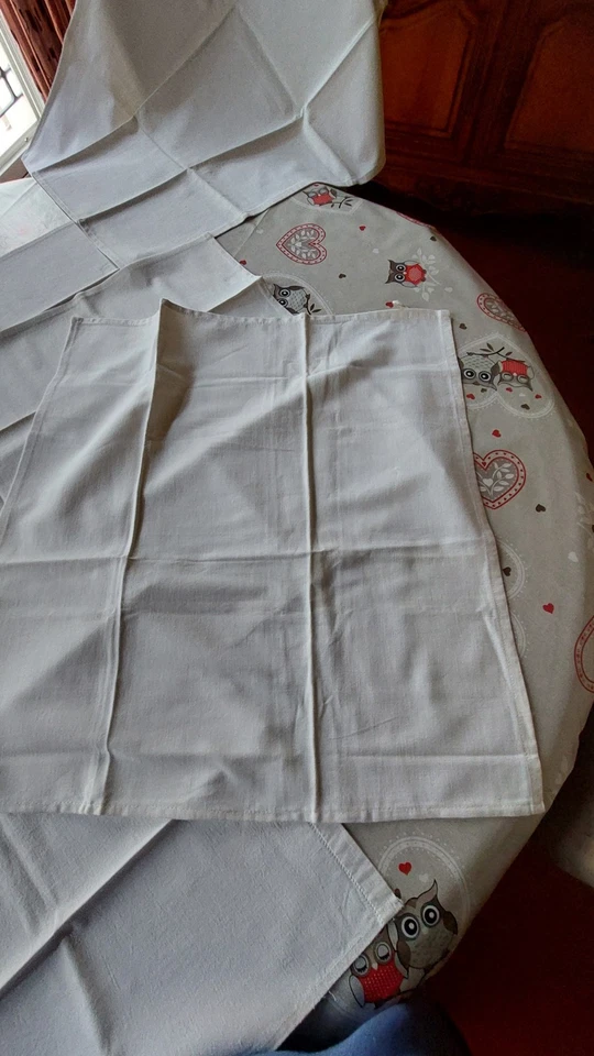 lot de 6 TORCHONS ANCIENS EN Coton ? Lin ? Blancs - Photo 3/4