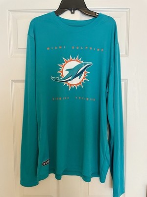 NFL Team Apparel Miami Dolphins Combine Authentic Long Sleeve Shirt Teal L