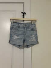 Abercrombie Fitch Size 11-12 Girls Cotton Blend High Rise Denim Mom Shorts 214