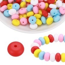 110Pcs Silicone Beads 14mm Lentil Rubber Focal Beads Bulk, Multicolor C