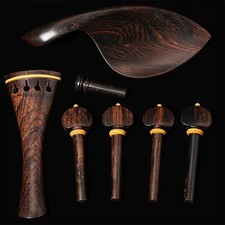1 set Ebony Wood Violin Pegs Chin Rest End Pin Tuner Tailpiece 4/4 Violin Parts