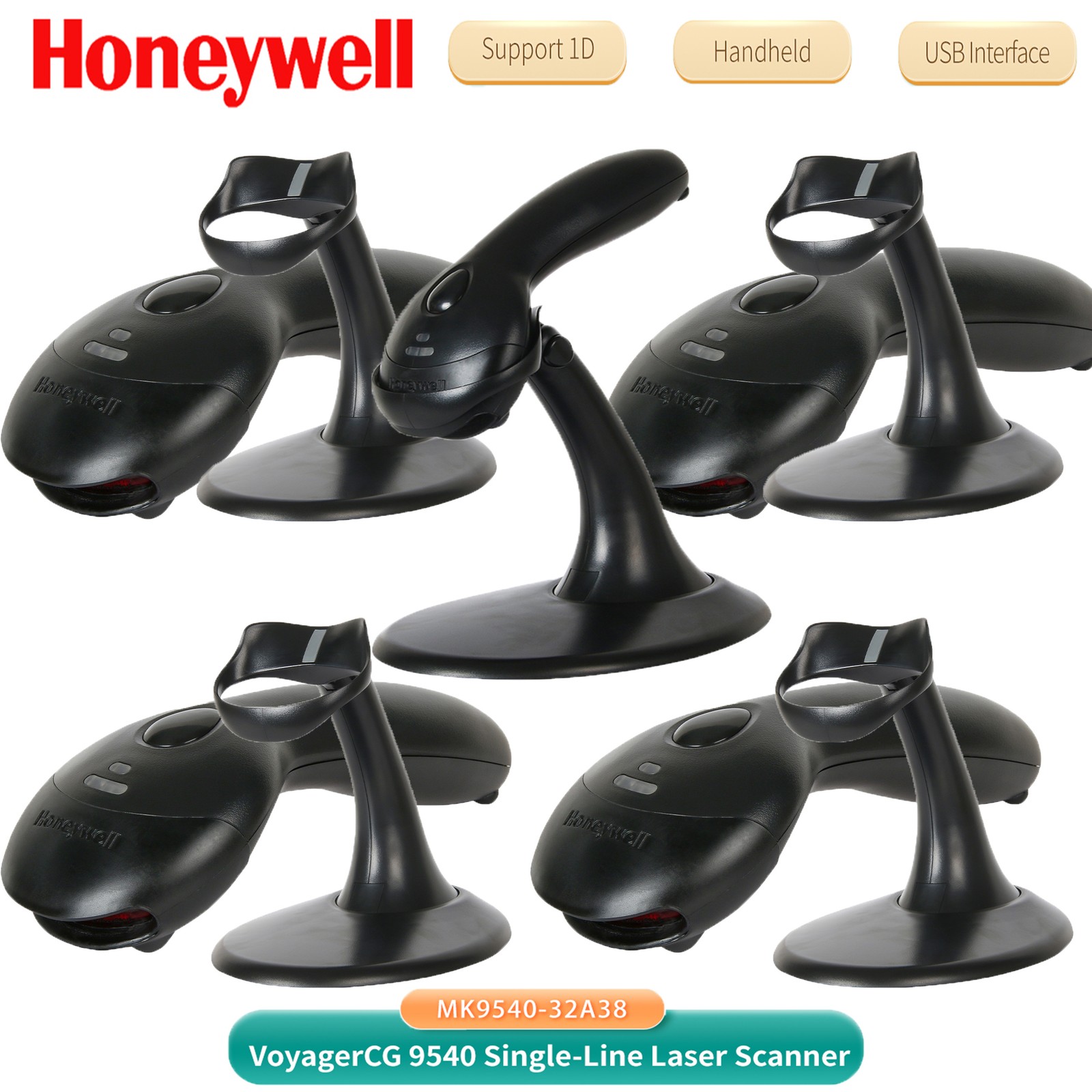 Honeywell Voyager MK9540-32A38 1D Laser Handheld USB Barcode Scanner w/Stand LOT