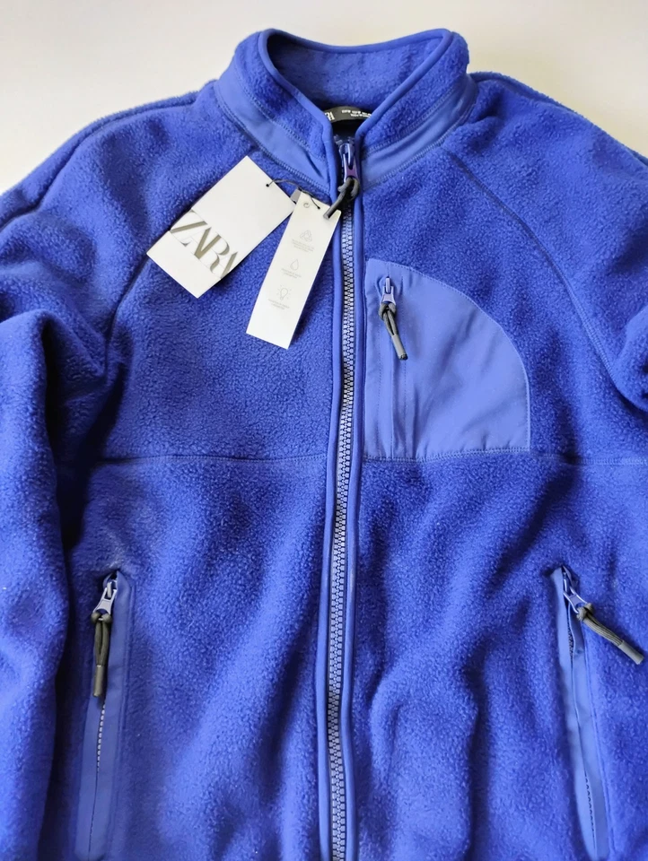 ZARA ROYAL BLUE FLEECE FULL ZIP JACKET MEN'S SIZE M NWT - Image 4 of 4