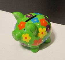 Hucha verde Y2K Flower Power cerámica color brillante floral banco de monedas