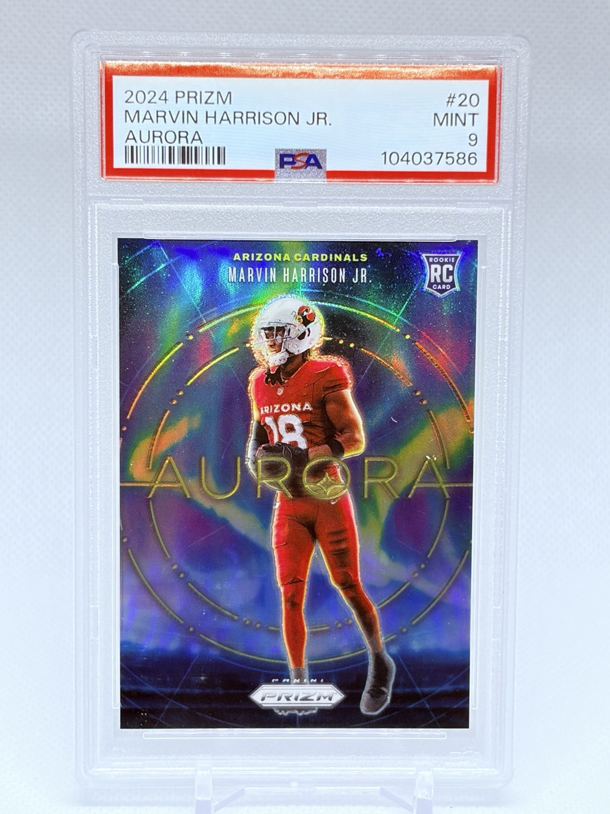 2024 Panini Prizm Aurora Marvin Harrison Jr. #20 Rookie PSA 9 Case Hit SSP RC